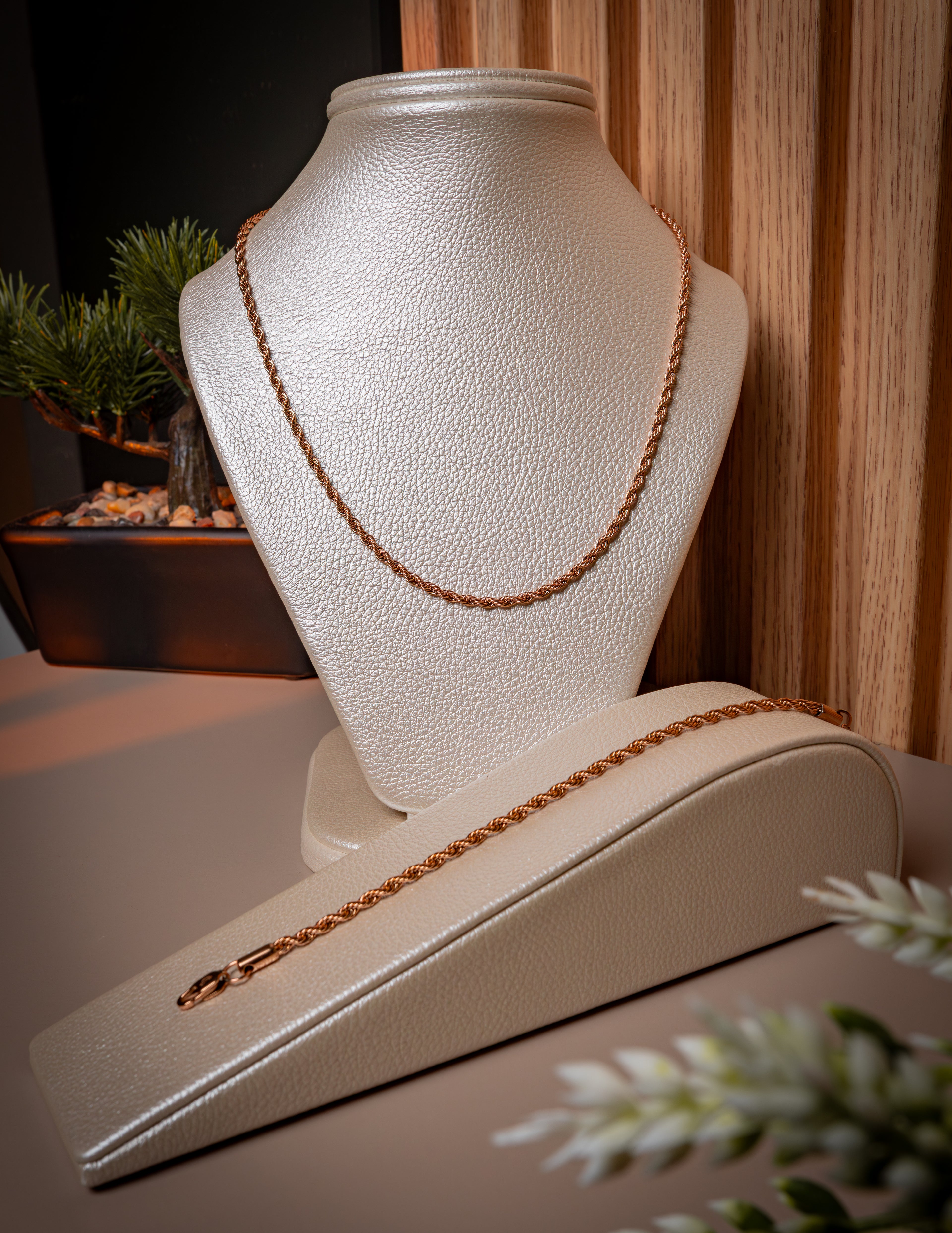 Combo Para Ella Pulso + Cadena Lazo Rosa