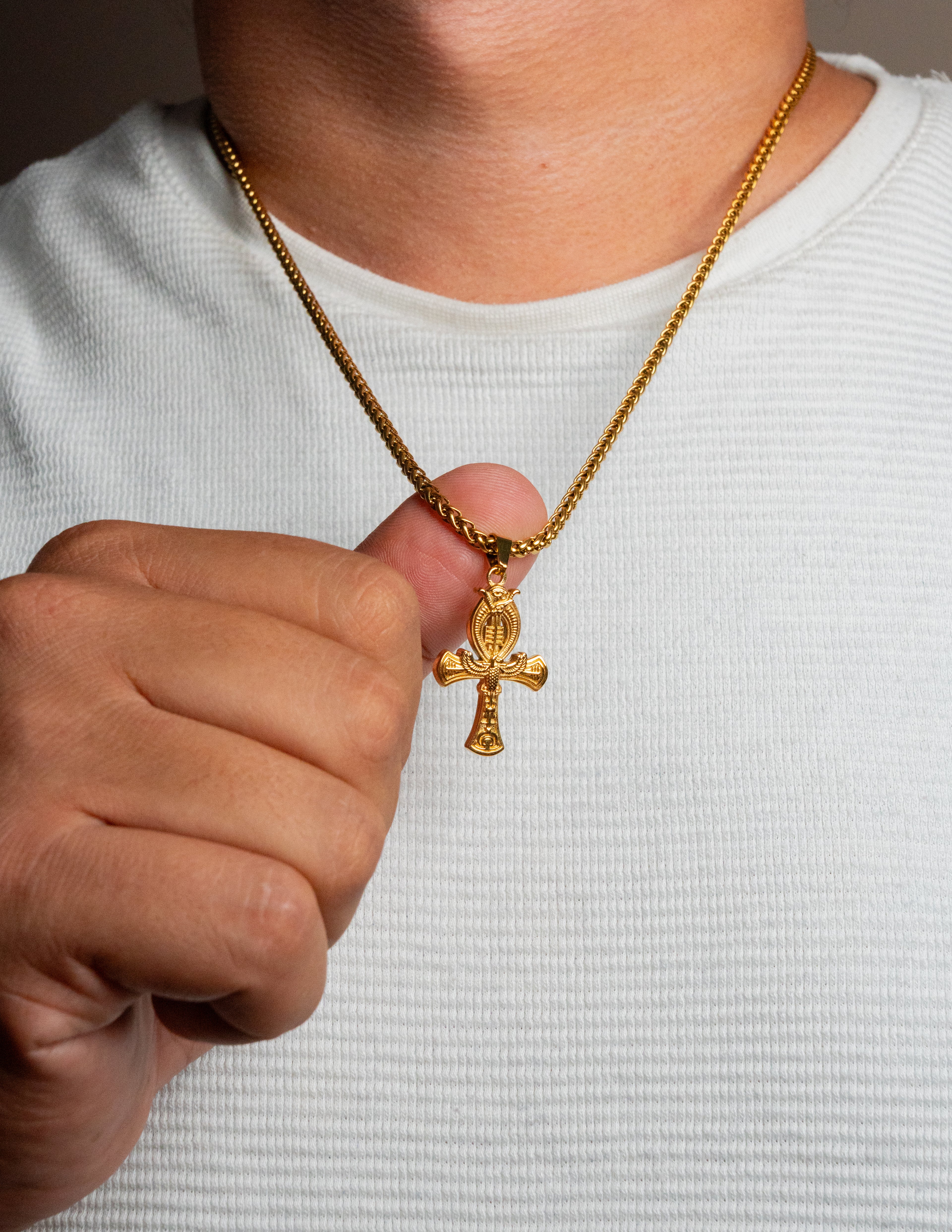 Cadena Trigo + Dije Cruz Egipcia - Hombre