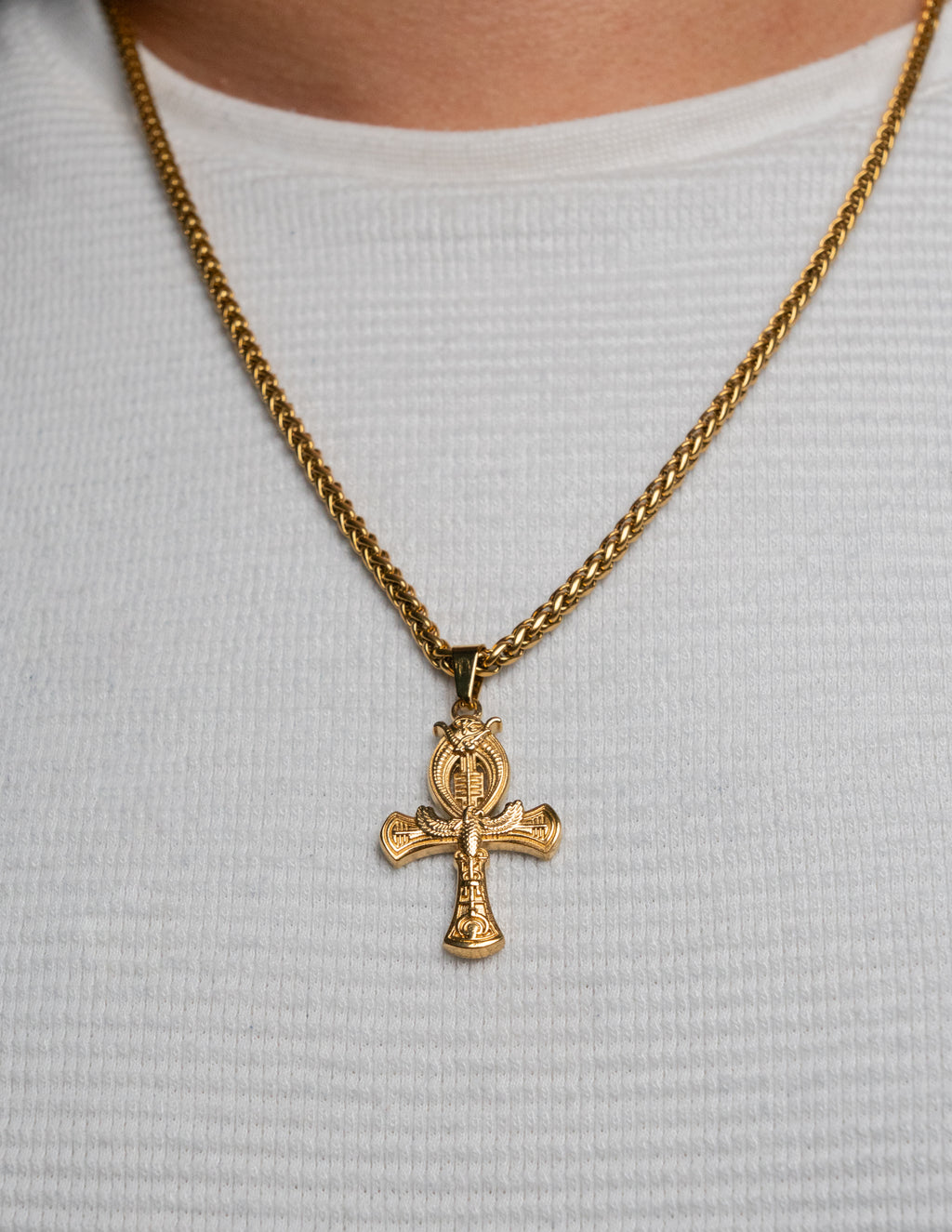 Cadena Trigo + Dije Cruz Egipcia - Hombre