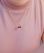 Cadena Box + Dije Cherry Roja - Mujer