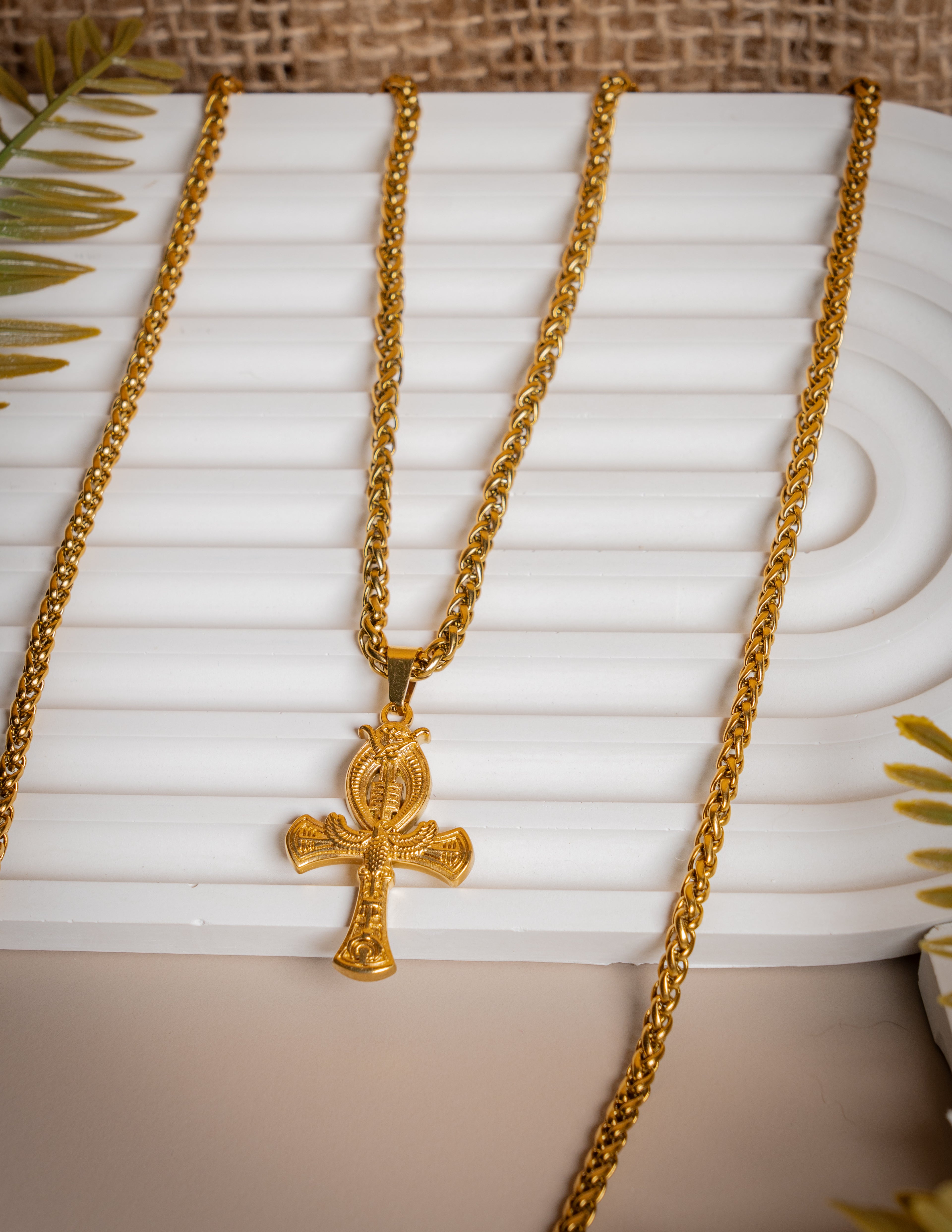 Cadena Trigo + Dije Cruz Egipcia - Hombre
